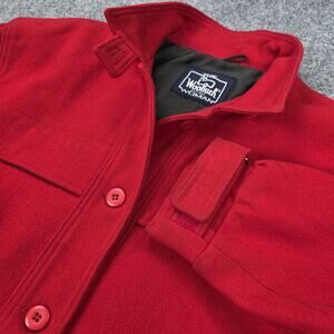 Woolrich Jacket Womens Large Red Wool Button Front Stand Collar Minimalist Lined